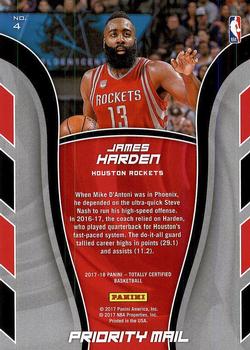 2017-18 Panini Totally Certified - Priority Mail #4 James Harden Back