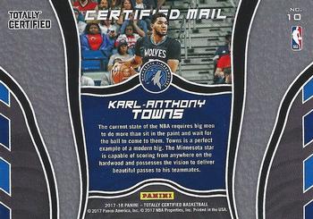 2017-18 Panini Totally Certified - Certified Mail #10 Karl-Anthony Towns Back