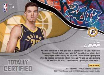 2017-18 Panini Totally Certified - 2017 #18 T.J. Leaf Back