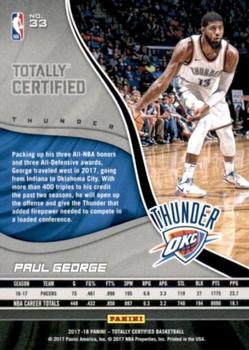2017-18 Panini Totally Certified - Blue #33 Paul George Back