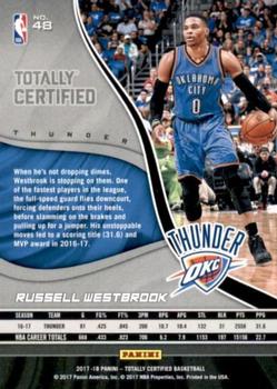 2017-18 Panini Totally Certified - Blue #48 Russell Westbrook Back