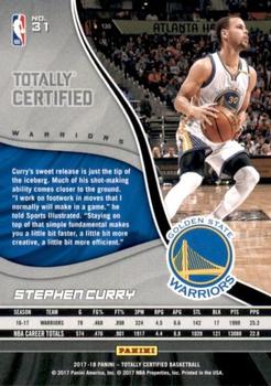 2017-18 Panini Totally Certified - Camo #31 Stephen Curry Back