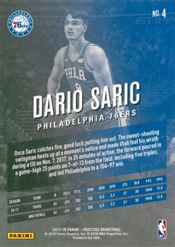 2017-18 Panini Prestige #4 Dario Saric Back