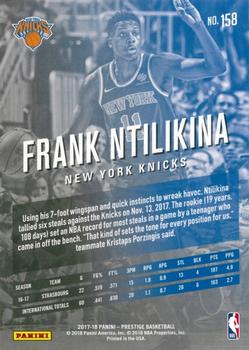 2017-18 Panini Prestige #158 Frank Ntilikina Back