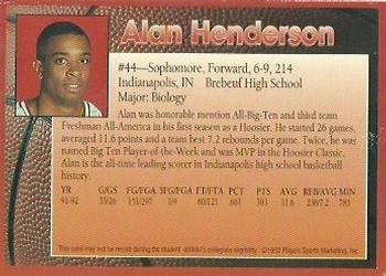 1992-93 Indiana Hoosiers #NNO Alan Henderson Back