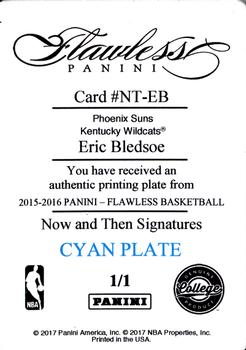 2015-16 Panini Flawless - Now and Then Signatures Printing Plates Cyan #NT-EB Eric Bledsoe Back