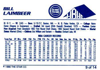 1990-91 Star H.R.H.C. Detroit Pistons - Glossy #9 Bill Laimbeer Back