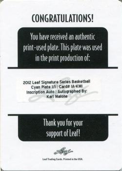 2012-13 Leaf Signature Series - Inscriptions Printing Plates Cyan #IA-KM1 Karl Malone Back