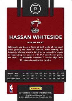 2017-18 Donruss Optic #80 Hassan Whiteside Back