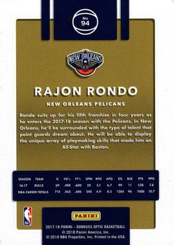 2017-18 Donruss Optic #94 Rajon Rondo Back