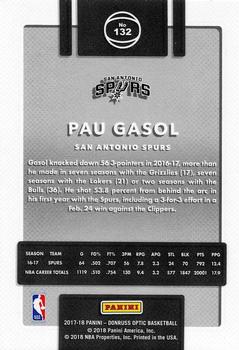 2017-18 Donruss Optic #132 Pau Gasol Back
