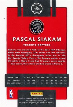 2017-18 Donruss Optic #139 Pascal Siakam Back