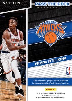 2017-18 Panini Absolute - Pass the Rock Basketball Memorabilia #PR-FNT Frank Ntilikina Back