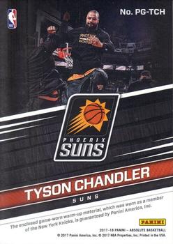 2017-18 Panini Absolute - Pre-Game Materials #PG-TCH Tyson Chandler Back