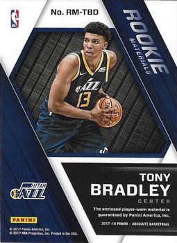 2017-18 Panini Absolute - Rookie Materials Prime #RM-TBD Tony Bradley Back