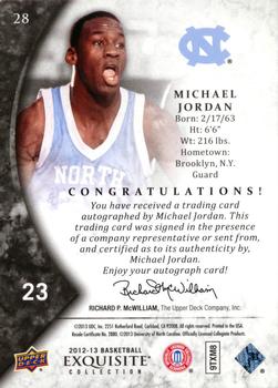 2012-13 Upper Deck Exquisite - Gold Masterpiece Autographs #28 Michael Jordan Back