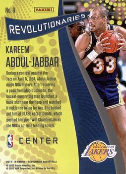 2017-18 Panini Revolution - Revolutionaries #8 Kareem Abdul-Jabbar Back