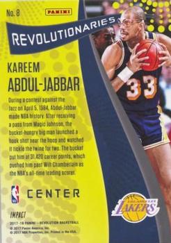 2017-18 Panini Revolution - Revolutionaries Impact #8 Kareem Abdul-Jabbar Back