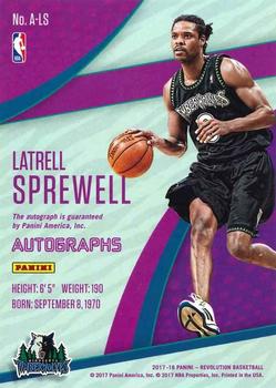 2017-18 Panini Revolution - Autographs #A-LS Latrell Sprewell Back