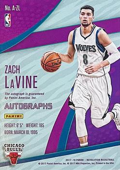 2017-18 Panini Revolution - Autographs #A-ZL Zach LaVine Back