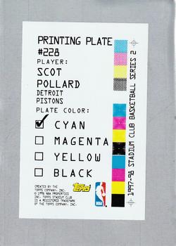 1997-98 Stadium Club - Printing Plates Cyan #228 Scot Pollard Back