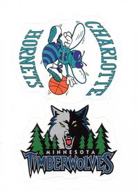 1996-97 Collector's Choice Italian Stickers #64 / 103 Minnesota Timberwolves Logo / Charlotte Hornets Logo Front