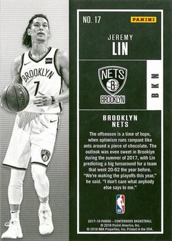 2017-18 Panini Contenders #17 Jeremy Lin Back