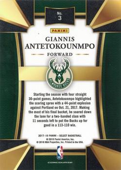 2017-18 Panini Select #3 Giannis Antetokounmpo Back