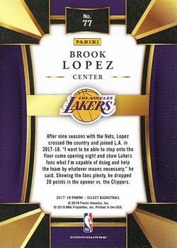 2017-18 Panini Select #77 Brook Lopez Back