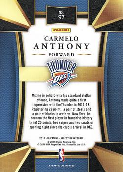 2017-18 Panini Select #97 Carmelo Anthony Back
