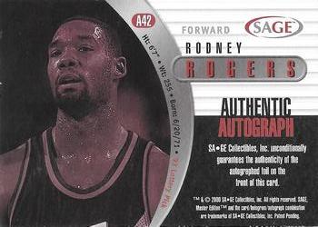 2000 SAGE - Autographs #A42 Rodney Rogers Back