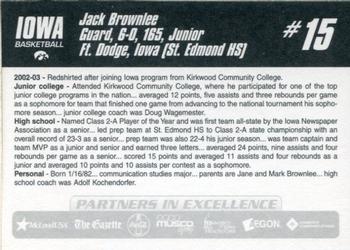 2003-04 Iowa Hawkeyes #NNO Jack Brownlee Back