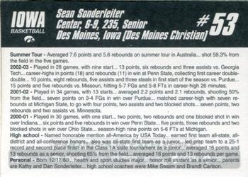 2003-04 Iowa Hawkeyes #NNO Sean Sonderleiter Back