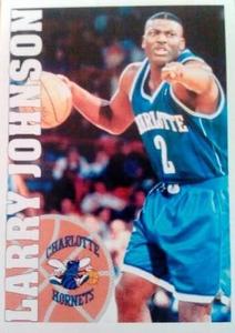 1995-96 Panini NBA Stickers (Brazil/Portuguese) #79 Larry Johnson Front