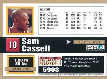 1994-95 Pro Cards French Sports Action Basket #5903 Sam Cassell Back