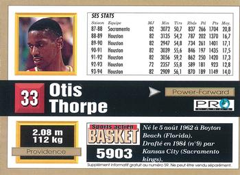 1994-95 Pro Cards French Sports Action Basket #5904 Otis Thorpe Back