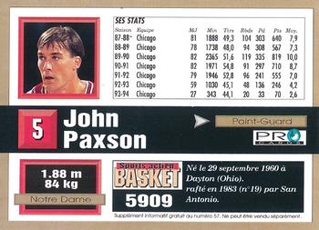 1994-95 Pro Cards French Sports Action Basket #5909 John Paxson Back