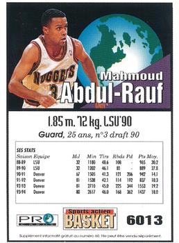 1994-95 Pro Cards French Sports Action Basket #6013 Mahmoud Abdul-Rauf Back