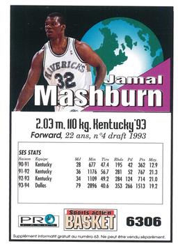 1994-95 Pro Cards French Sports Action Basket #6306 Jamal Mashburn Back