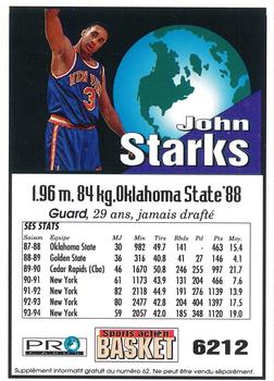 1994-95 Pro Cards French Sports Action Basket #6212 John Starks Back