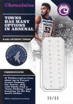 2017-18 Panini Chronicles - Chronicles Swatches Pink #CS-KAT Karl-Anthony Towns Front
