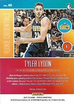2017-18 Panini Status - Rookie Credentials #40 Tyler Lydon Back
