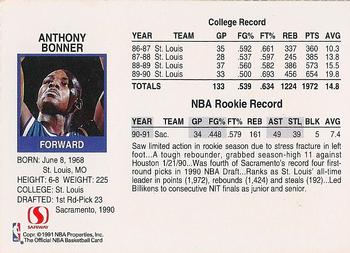 1991-92 Hoops Safeway Sacramento Kings #NNO Anthony Bonner Back