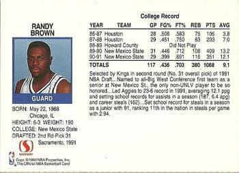 1991-92 Hoops Safeway Sacramento Kings #NNO Randy Brown Back