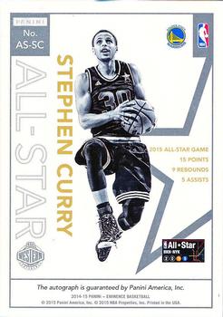 2014-15 Panini Eminence - All-Star Signatures Silver #AS-SC Stephen Curry Back