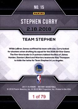 2017-18 Panini Instant NBA - 2017-18 All-Stars: Team Stephen #15 Stephen Curry Back