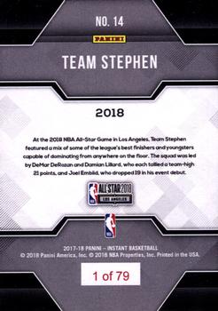 2017-18 Panini Instant NBA - 2017-18 All-Stars: Team Stephen #14 Team Card Back