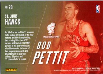2017-18 Panini Prestige - All-Time Greats #20 Bob Pettit Back