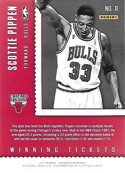 2017-18 Panini Contenders - Winning Tickets Cracked Ice #11 Scottie Pippen Back
