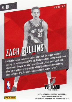 2017-18 Panini Prestige - Micro Etch Rookies #10 Zach Collins Back